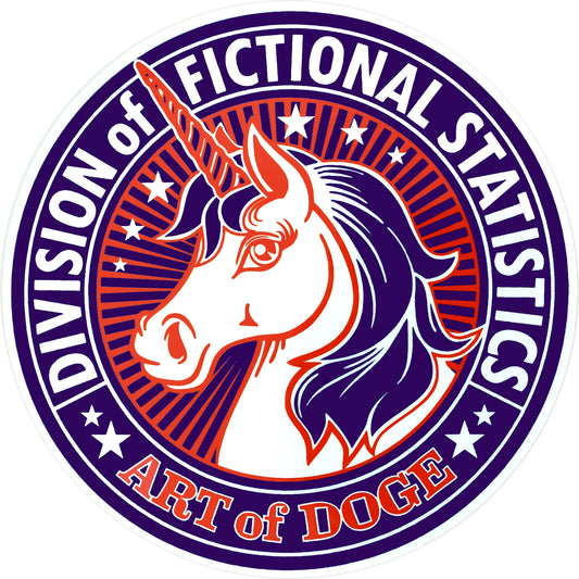 Sticker - Division of Fictional Statistics (Red White & Blue) 3"x3" Round