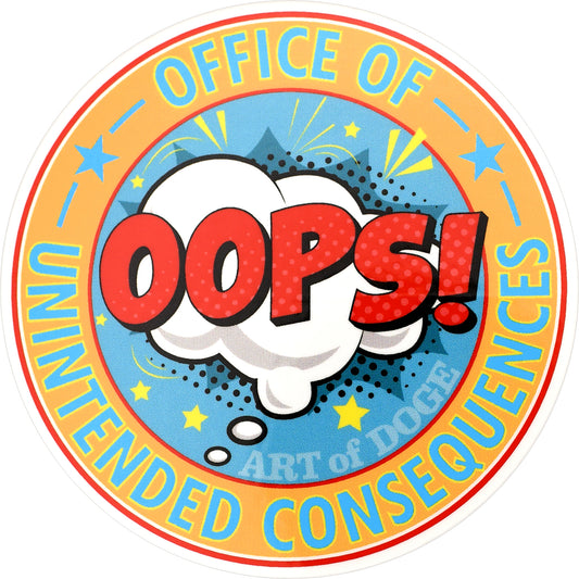 Sticker - Office of Unintended Consequences (Orange) 3"x3" Round